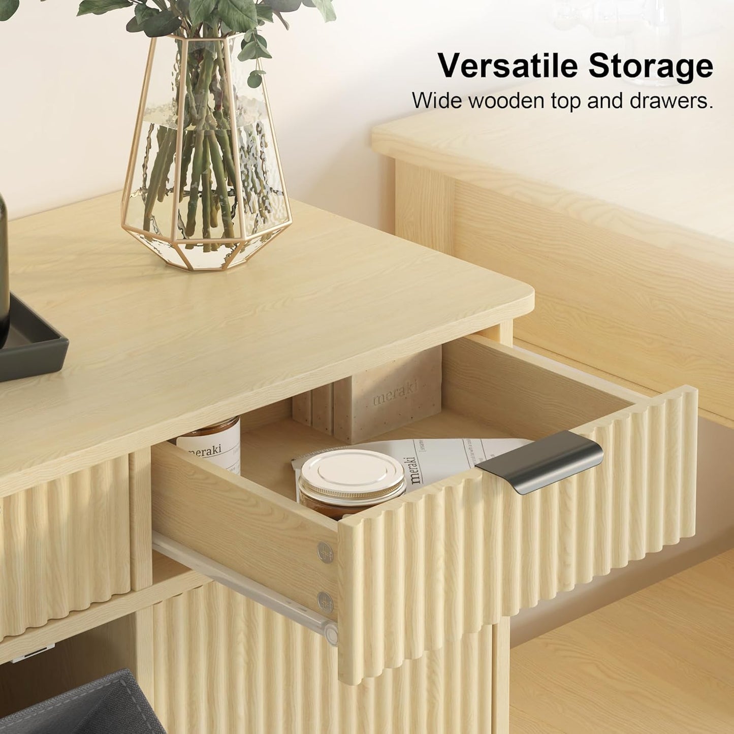 Natural Double Tilt Out Laundry Hamper Cabinet Laundry Basket Cabinet Hidden Laundry Hamper with 2 Drawers & 2 Baskets for Bathroom Bedroom,30x30x16in