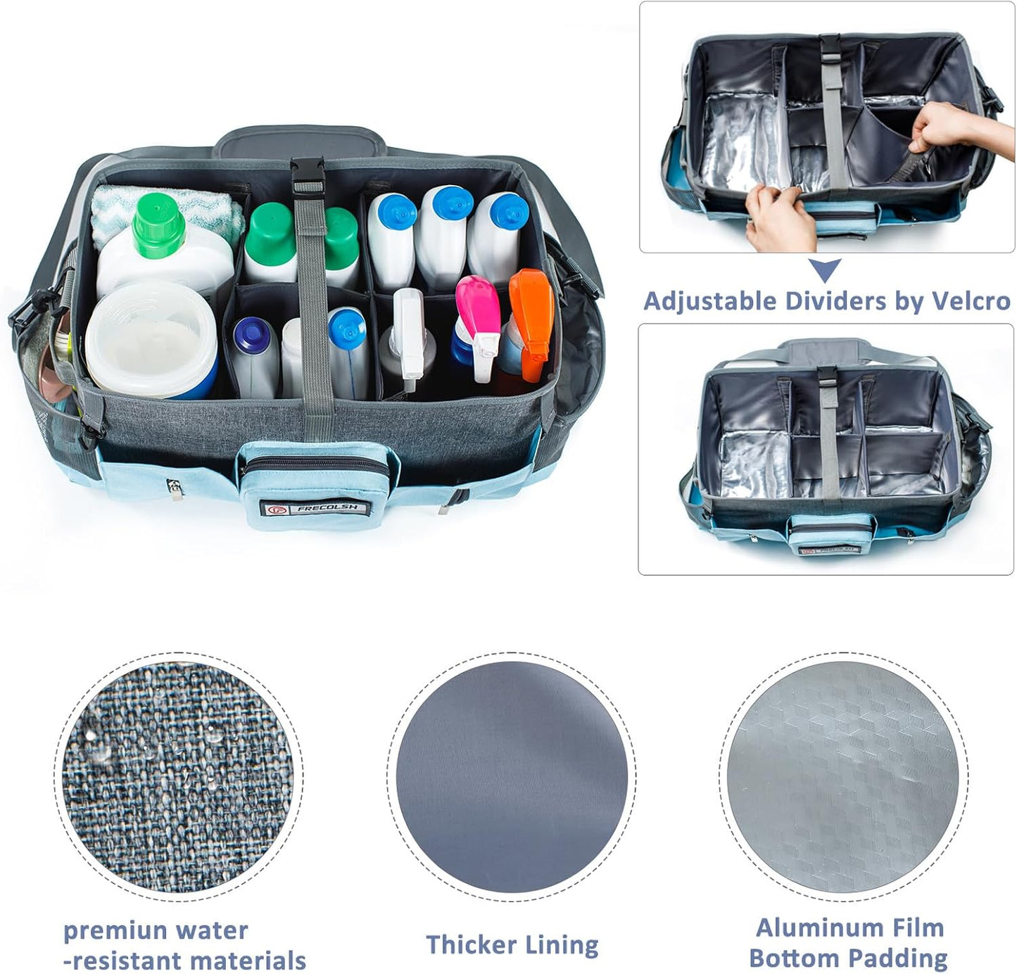 Large Cleaning Supplies Organizer-Cleaning Caddy Organizer With Handles & Shoulder Strap-Cleaning Bags for Cleaning Suppliers-Housekeepers Wearable Cleaning Tote Upgraded