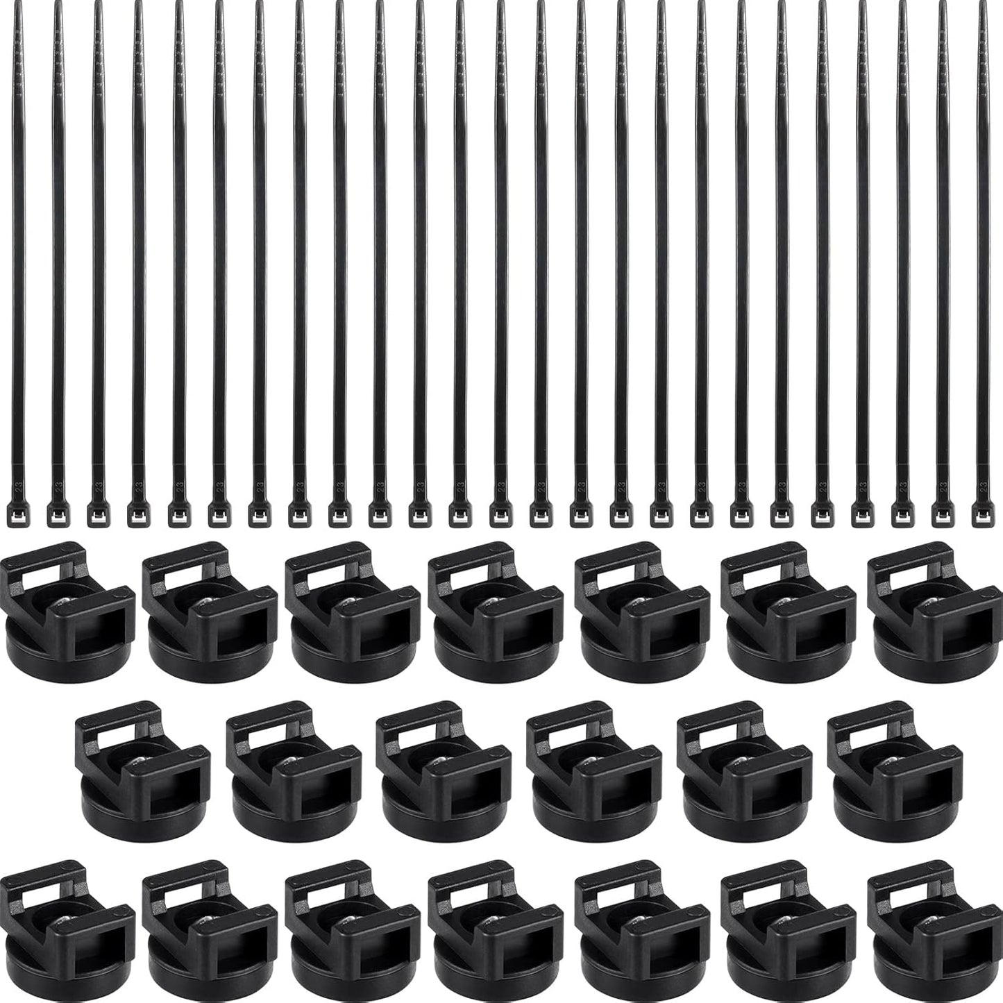 Yookeer 120 Pieces Magnetic Zip Tie Mount Multipurpose Cable Holder Magnets Magnetic Wire Management Bases with Heavy Duty Zip, Mount Nylon Cable Ties in Total (22 mm)