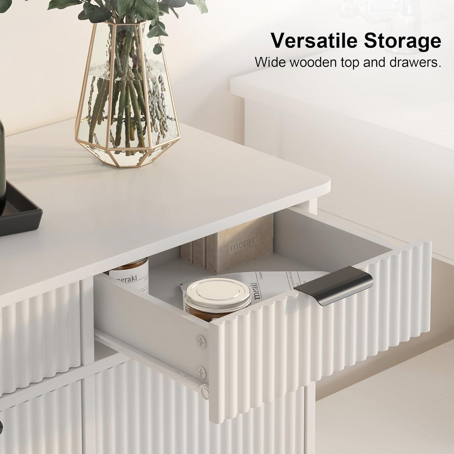 White Double Tilt Out Laundry Hamper Cabinet Laundry Basket Cabinet Hidden Laundry Hamper with 2 Drawers & 2 Baskets for Bathroom Bedroom,30x30x16in