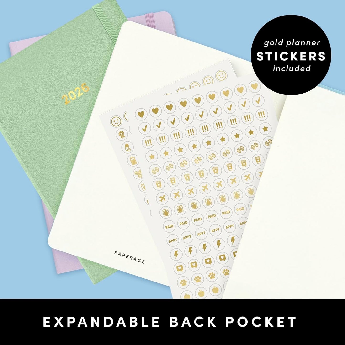 PAPERAGE 2026 Weekly & Monthly Planner, 12 Months (January 2026 - December 2026), 5.6 in x 8 in, Hardcover 2026 Planner with Weekly & Monthly Spreads, Note Pages, Stickers & Back Pocket – Blush