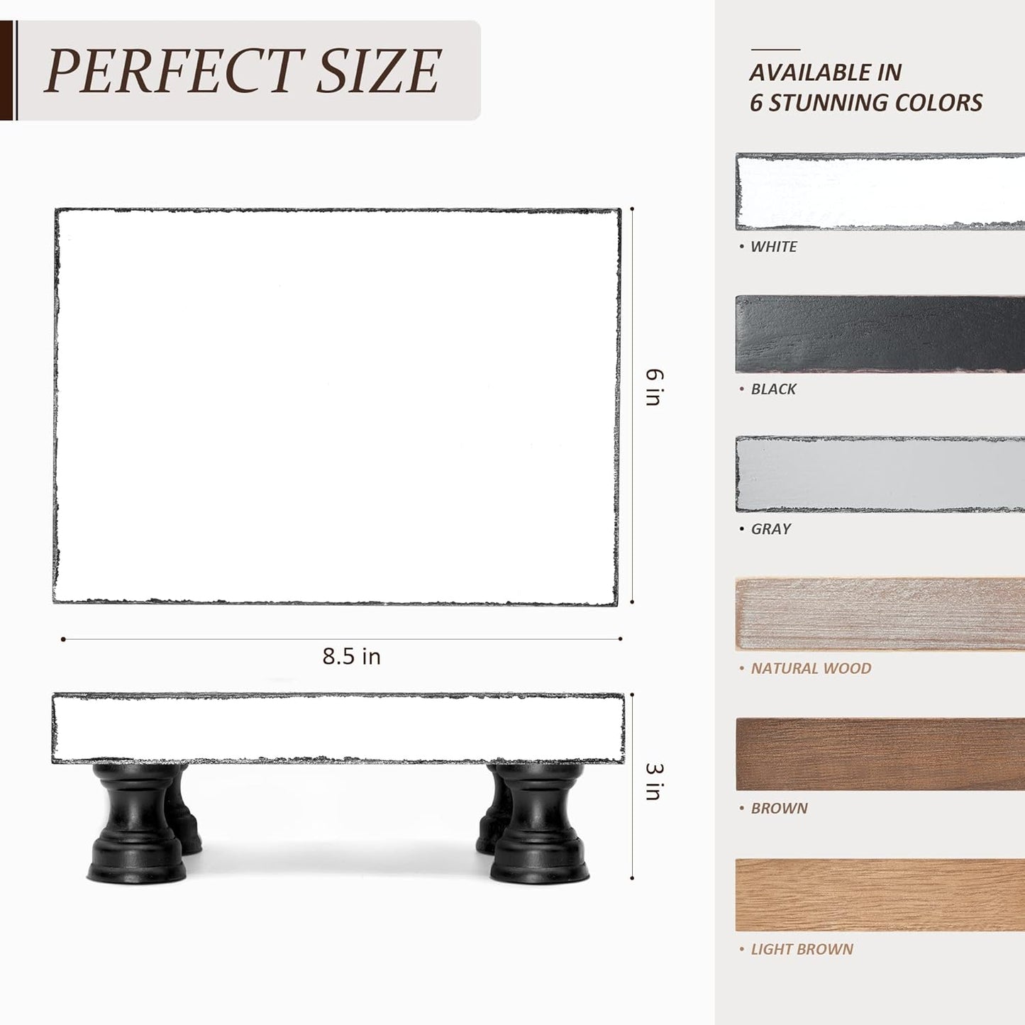 EOSAHR Decorative Wooden Riser for Display : Farmhouse Pedestal Stand for Retro Home Decor and Soap holder for Sink - The Rustic Tray Decor Riser for Kitchen & Bathroom (Black and White)