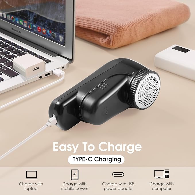 Fabric Shaver, Rechargeable Sweater Shaver, Lint Shaver with 6-Leaf Blades, Electric Lint Remover for Clothes & Furniture, Couch Pilling Remover Depiller for Removing Fuzz, Lint, Pills, Bobbles