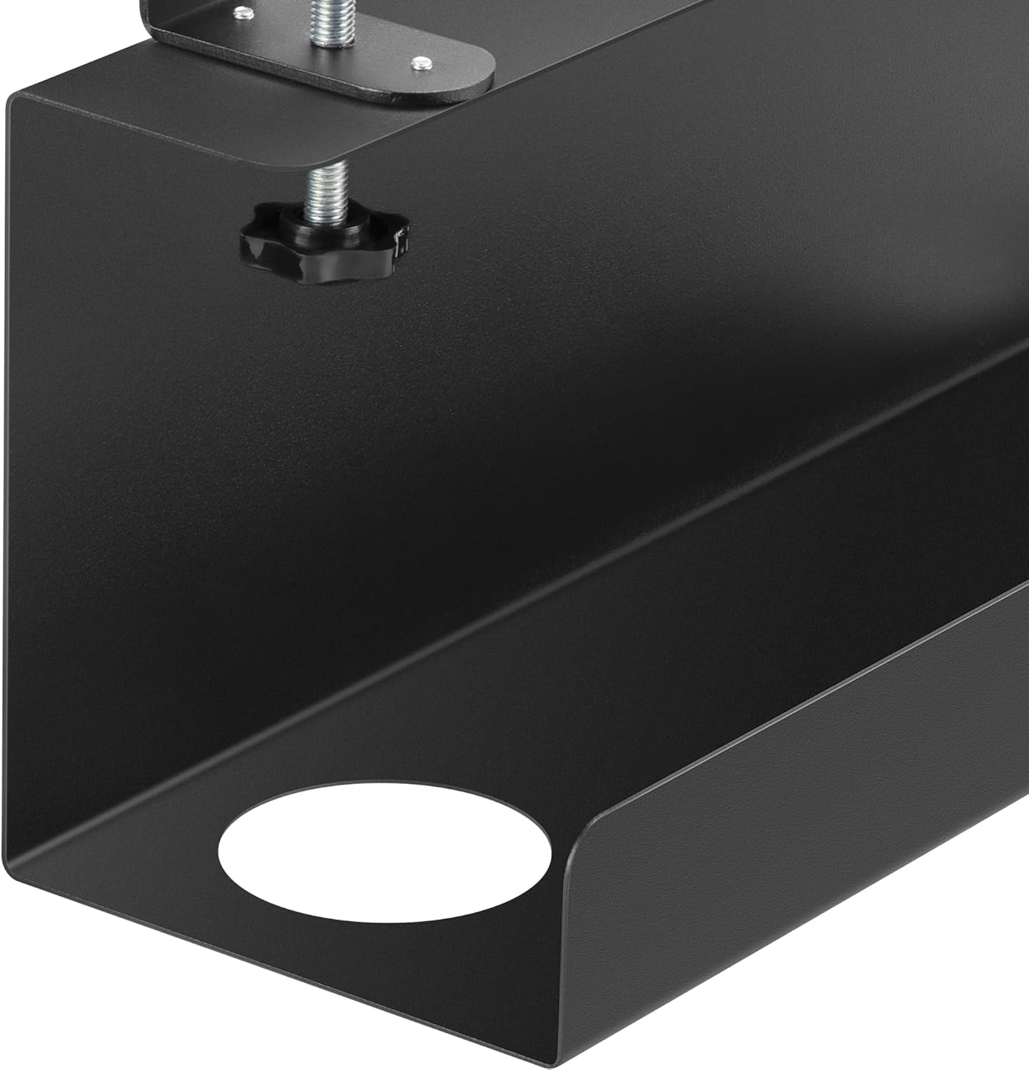 ZhiYo Steel 15.8in Cable Management Under Desk Tray, XL Clamp-On Under Table Cable Tray, No Drill Cord Hider Organizer for Desk, Wire Management Raceway, Black, W4.9in x H5.9in