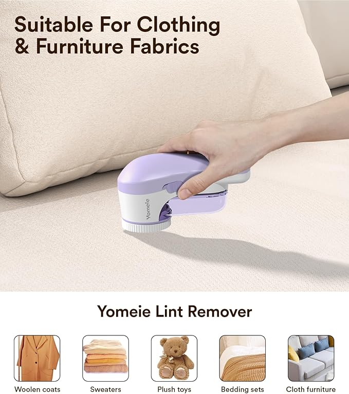 Fabric Shaver, Rechargeable Sweater Shaver, Lint Shaver with 6-Leaf Blades, Electric Lint Remover for Clothes & Furniture, Couch Pilling Remover Depiller for Removing Fuzz, Lint, Pills, Bobbles
