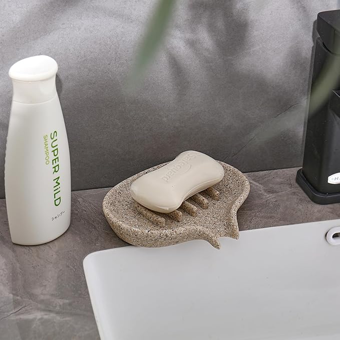 2 Pcs Soap Dish with Drain- Self Draining Bar Soap Holder for Shower, Large Resin Soap Savers Soap Tray Sponge Holder for Kitchen, Bathroom, Bathtub Sink, Linen