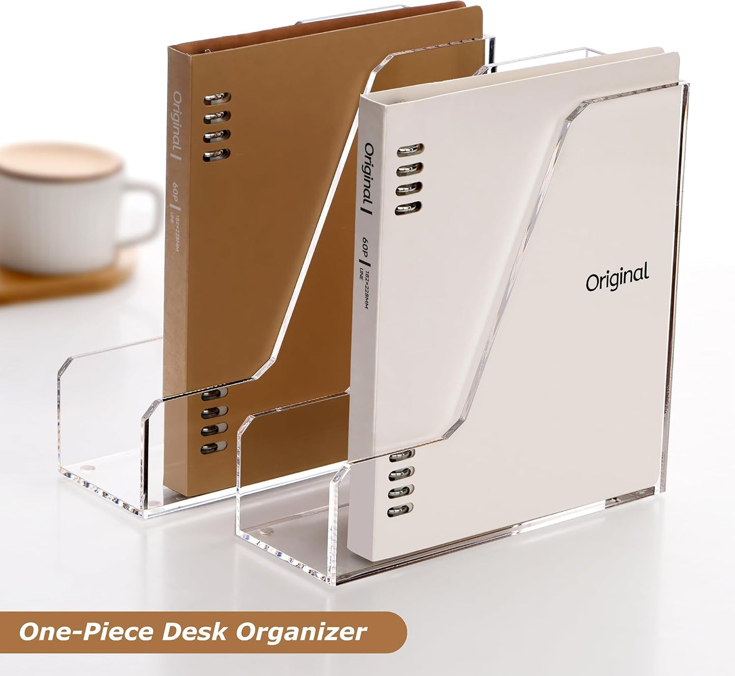 SANRUI Acrylic File Organizer, Clear Desk Organizer and Storage Bins Holding for Folders, Binders, Notebooks, Envelopes, Multi-purpose Magazine File Organizer for Home Office, 2 Pack