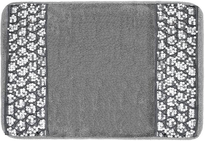 Zahari Home Sinatra Modern Bathroom Rug Classic Luxury Bath Rug Contemporary Decor Silver Bath Mat for Shower Unique Design Stylish Bathroom Rug Bath Shower Tub Decor Bling Silver