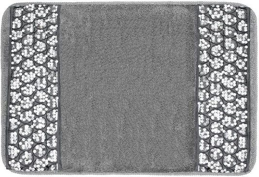 Zahari Home Sinatra Modern Bathroom Rug Classic Luxury Bath Rug Contemporary Decor Silver Bath Mat for Shower Unique Design Stylish Bathroom Rug Bath Shower Tub Decor Bling Silver