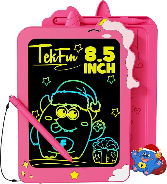TEKFUN LCD Writing Tablet for Kids, 8.5 Inch Unicorn Doodle Board, Drawing Tablet, Reusable Electronic Pads Educational and Learning Toy Gift for 3-8 Years Old Boy and Girl (Pink)