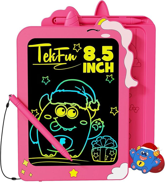 TEKFUN LCD Writing Tablet for Kids, 8.5 Inch Unicorn Doodle Board, Drawing Tablet, Reusable Electronic Pads Educational and Learning Toy Gift for 3-8 Years Old Boy and Girl (Pink)