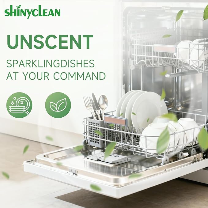 Dishwasher Detergent Tablets with Built-in Rinse Aid | All-in-1 Plant-Based Pods | Fragrance & Dye Free | Natural & Phosphate-Free | Biodegradable & No Unwrapping Needed | 62 Count