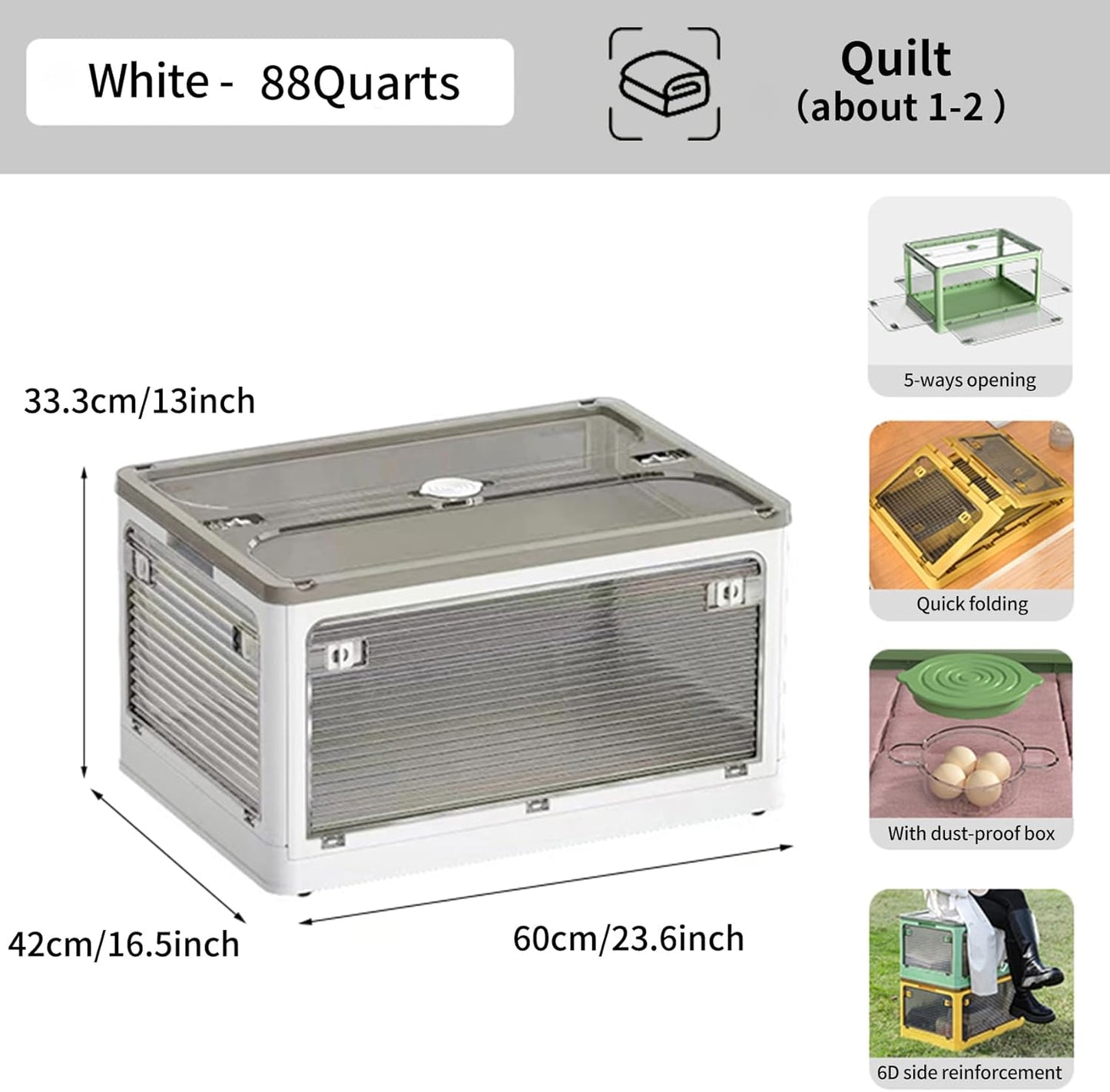 3 PACK Stackable Storage Bins, 83 Liters Closet Organizers with 3 Lids, Wheels, Drawers, Foldable Collapsible Box for Clothes and Camping Out Doors Bins, Mixed Color