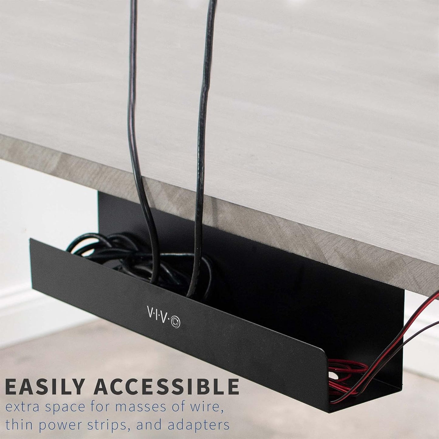 VIVO Under Desk 17 inch Cable Management Tray, Power Strip Holder, Cord Organizer, Wire Tamer for Office and Home, Black, DESK-AC06-1C