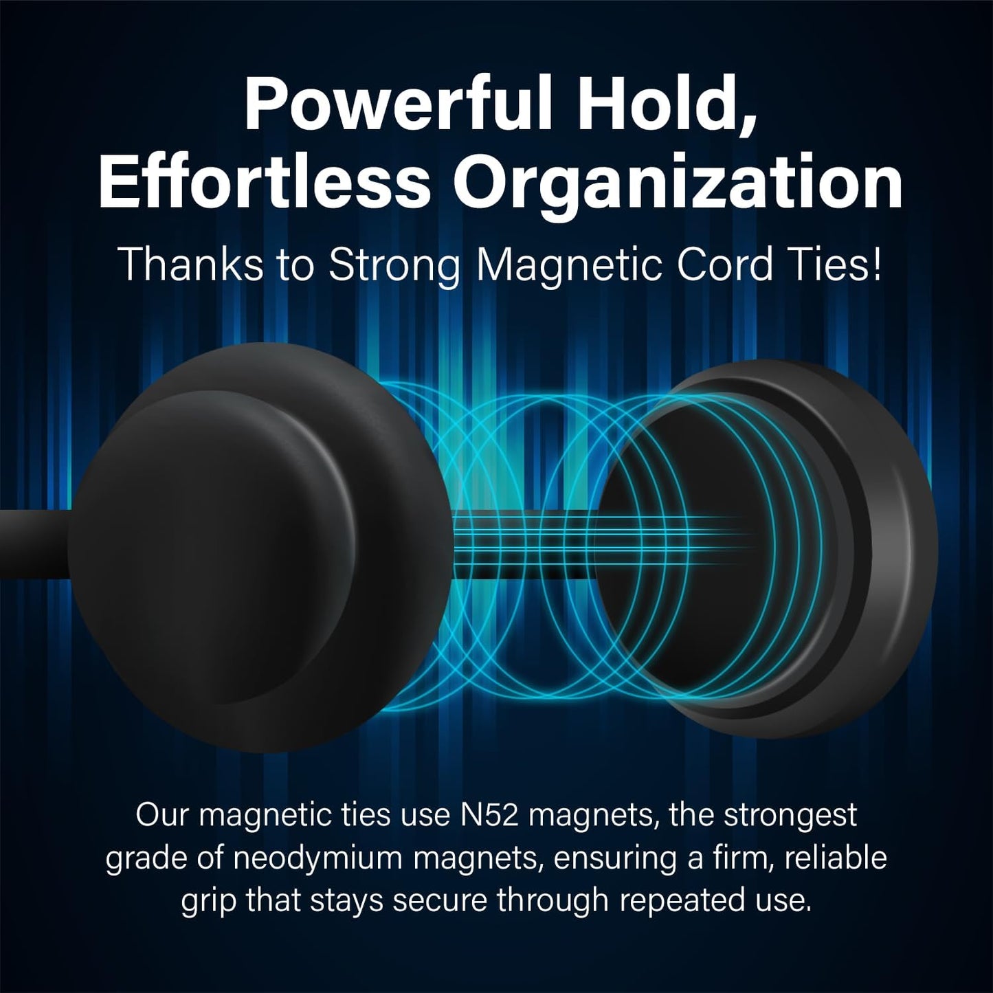 30-Pack Magnetic Cable Ties – Snap-On Silicone Magnetic Cord Ties with Strong Magnets – Reusable Magnetic Ties for Cords, Wire Organizer, Charging Cord Organizer – Assorted Colors