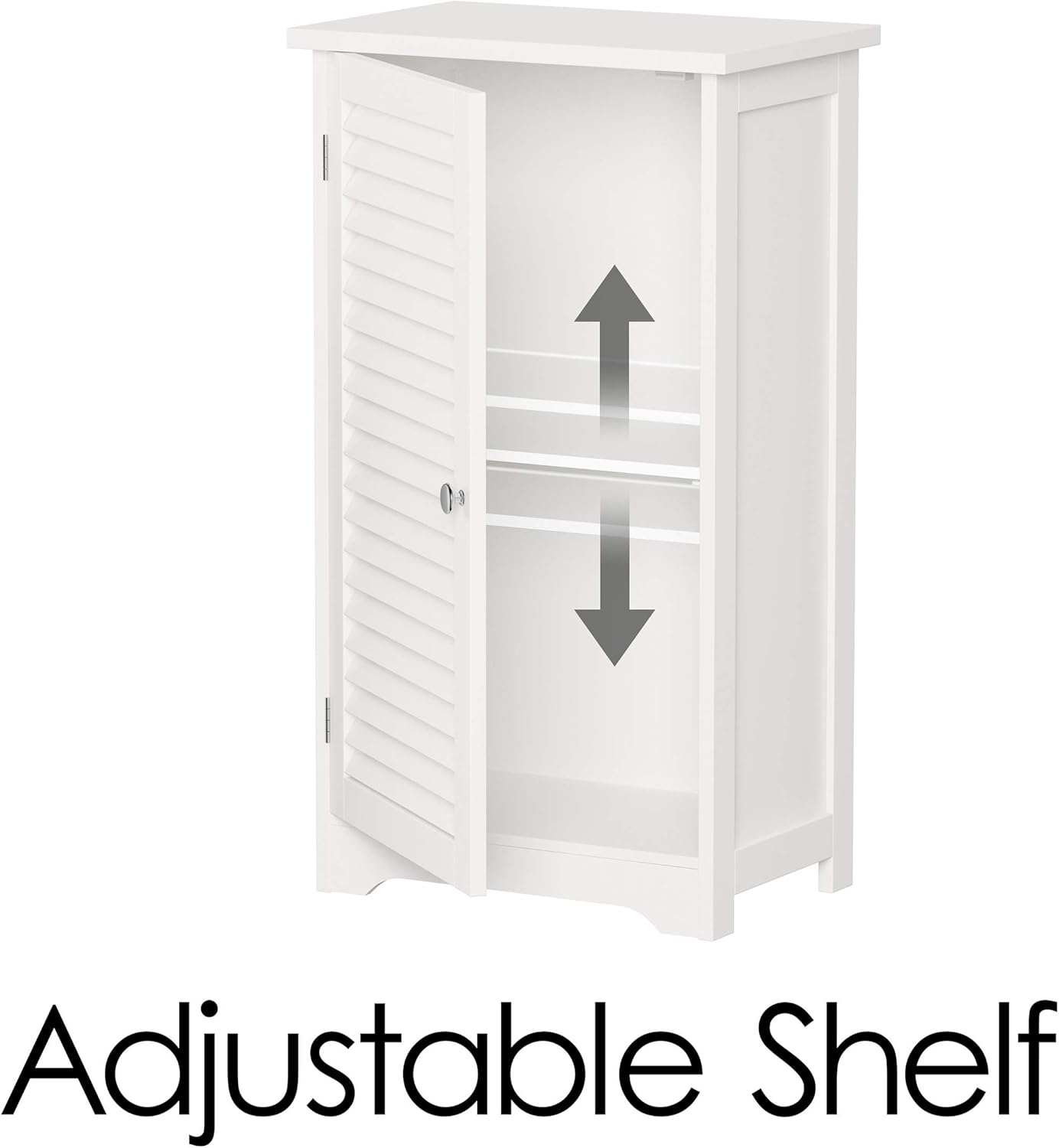 Lavish Home Bathroom Cabinet - Freestanding Storage Organizer for Towels or Laundry Room - Adjustable Shelf and Shutter Style Door (White)