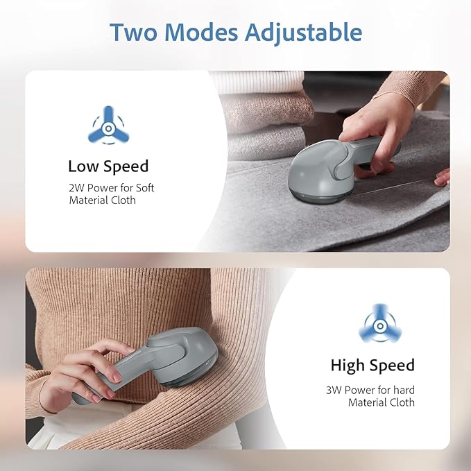 Fabric Shaver, Electric Lint Remover Shaver with 6-Leaf Blades, 2 Speeds Sweater Shavers to Remove Pilling with 3 Blades, Rechargeable Fabric Pill Shaver Fuzz Remover for Clothes Furniture Couch