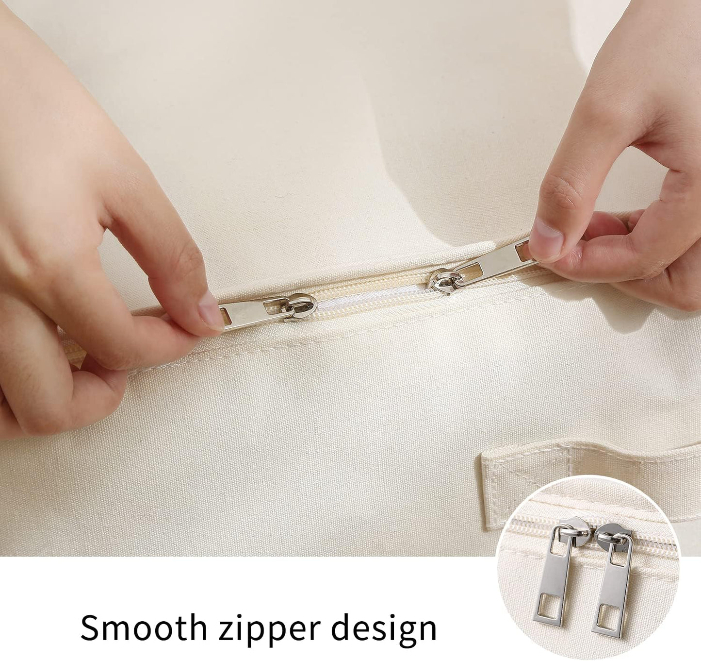 2 Pack Large Canvas Comforter Storage Bags Closet Organizer for Clothes Sweater Clothes Organizer with Dual Zipper Three Carrying Hand