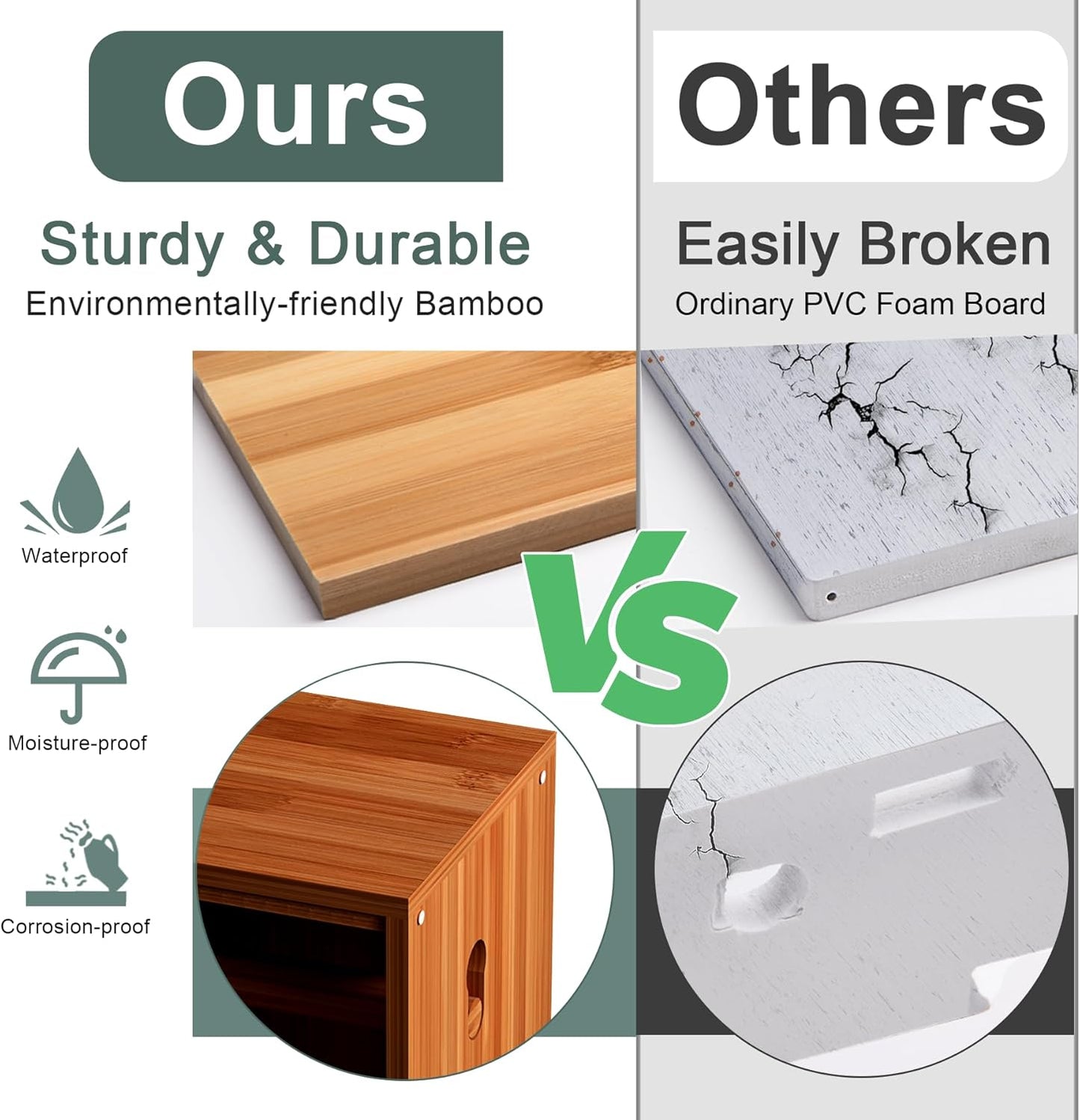 AmazerBath Bamboo Toilet Paper Holder with Storage, Bathroom Toilet Paper Storage Cabinet, Small Bathroom Storage Cabinet for Small Spaces, Slim Bathroom Storage Cabinet, 33x7.3x6.5 Inches, Brown