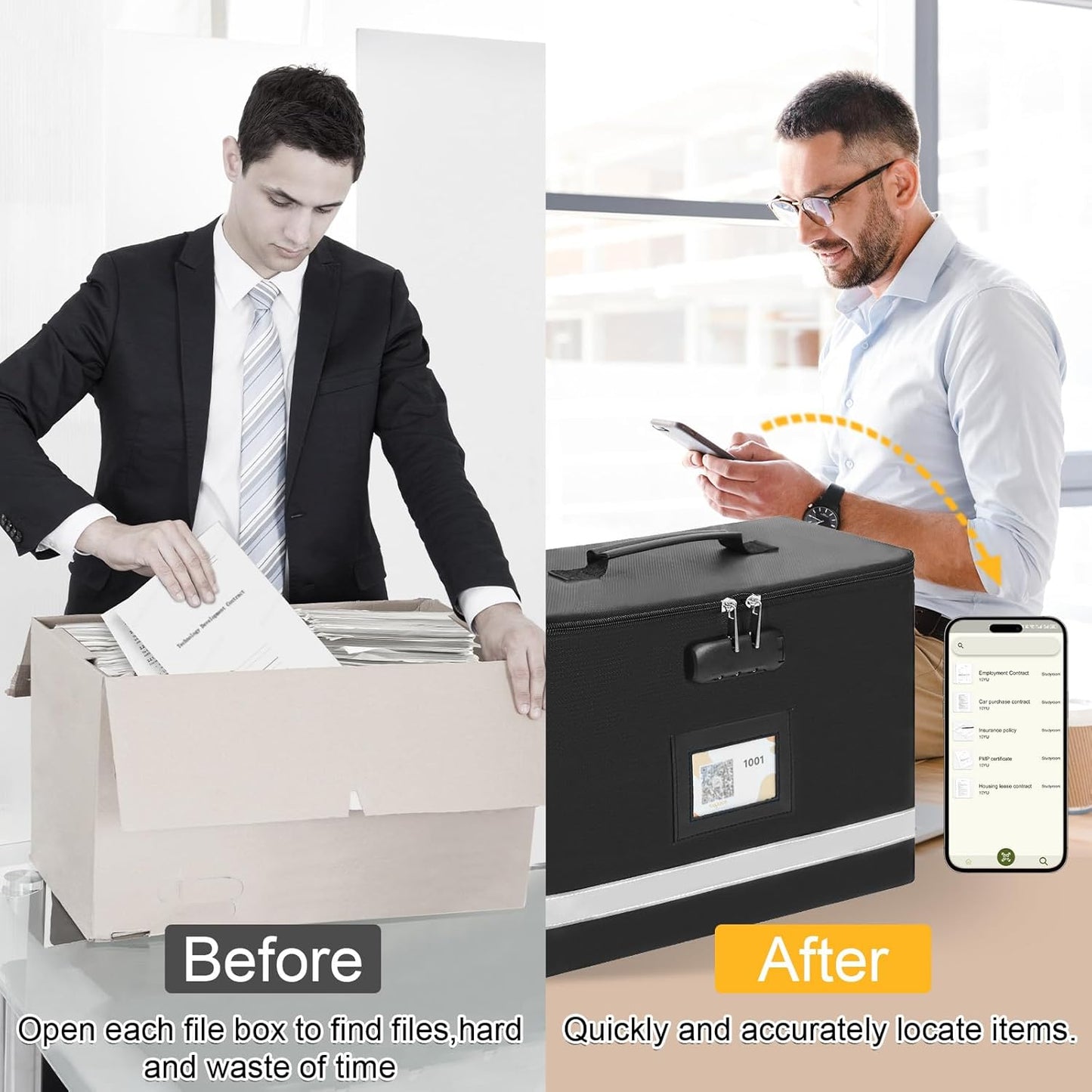 Small Next of Kin Box Organizer with 5 A4 Hanging Folder,Important Document Organizer with Combination Lock Fireproof File Box with Smart Labels for Letter Certificate,(S:13 * 6.3 * 8.3in)