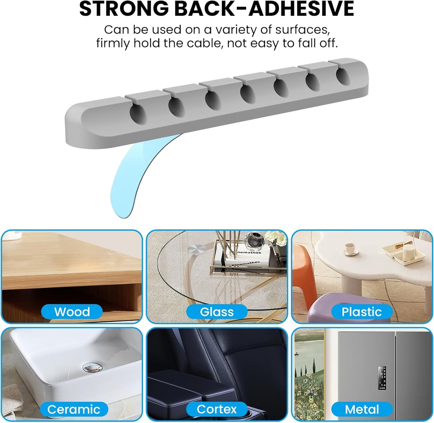 AhaStyle Cable Clips, 3 Pack Cord Holders Cable Organizer Self Adhesive Cord Keeper for Desktop Organizing USB Cable/Nightstand Power Cord/Mouse Cable/Wire PC/Cord Clips for Home Office and Car