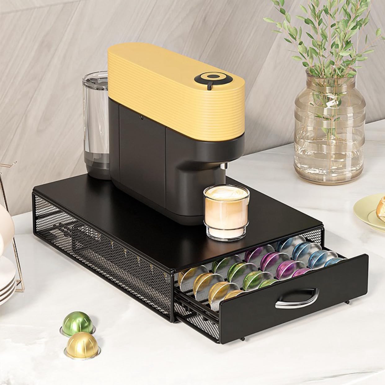 40 Coffee Pod Drawer, K Cup Holder，Coffee Capsule Storage Organizer，Black