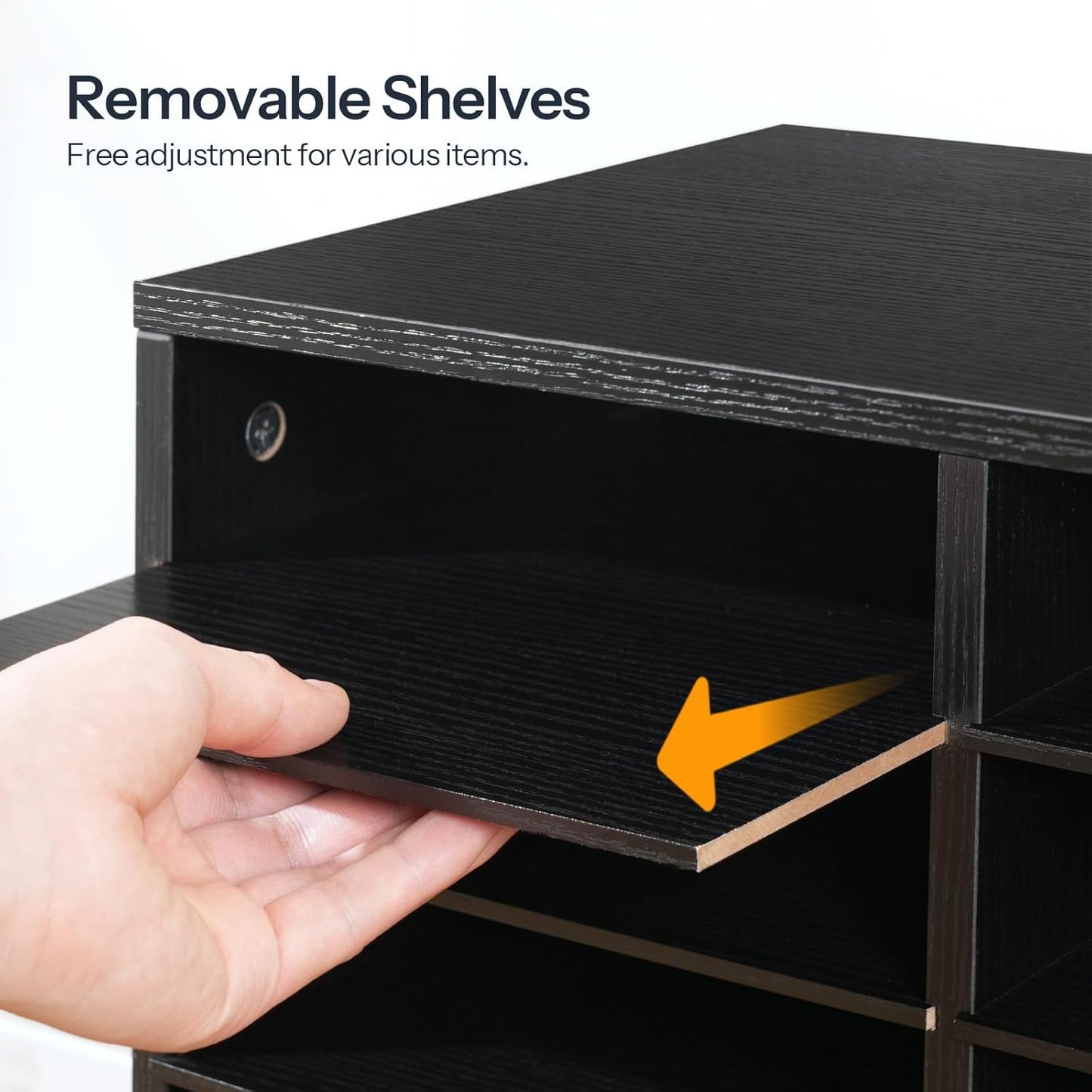 HOOBRO Literature Organizer, 36 Compartments Wooden Mail Organizer, Countertop Literature Sorter with Adjustable Shelves for Home, Office, School, Student Mailbox for Classroom, Black BK123WF01