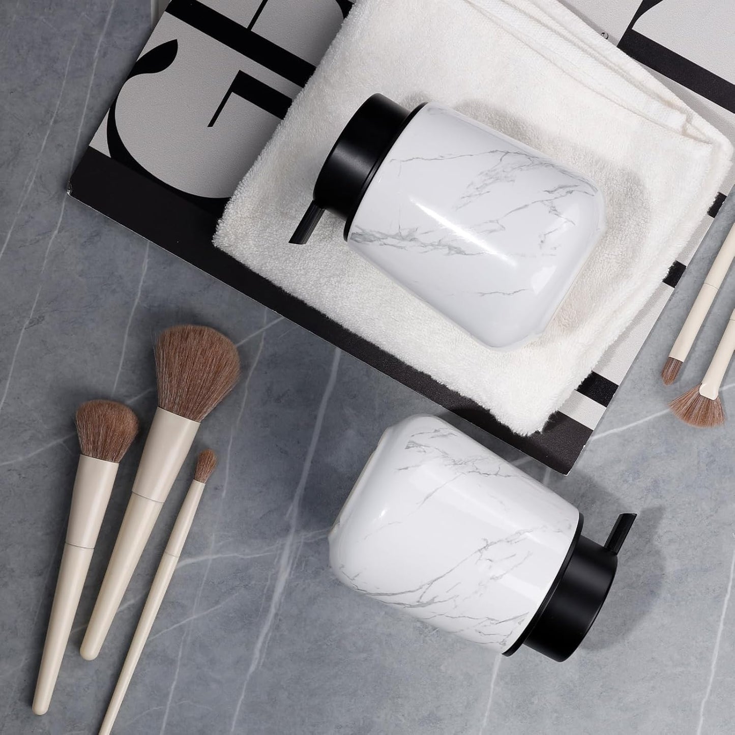 Bosilunlife Hand Soap Dispenser - Marble Lotion Dispenser 12Oz Ceramic Soap Dispenser Bathroom Refillable Liquid Pump Dispenser for Bathroom Kitchen Dispenser for Dish Soap with Easy-to-Press Pump