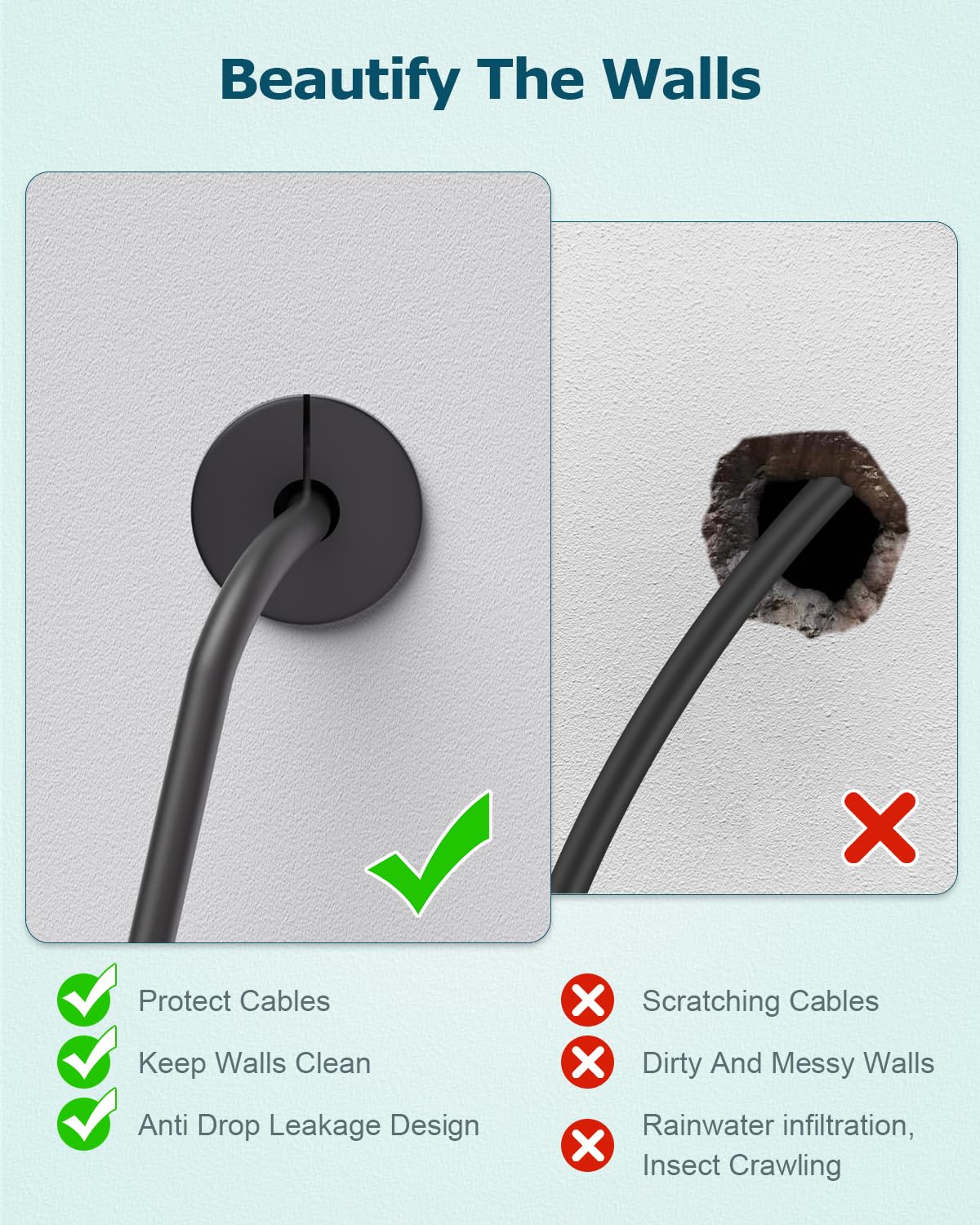 4 PCS 3/4 Inch Starlink Cable Grommet Black Wall Grommets for Cables 3/4 Inch Starlink Wall Cable Pass Through Bushing Grommets Non-Slip Waterproof Cable Routing Kit for Starlink for Protecting Cords