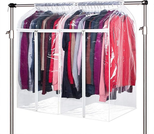 Zilink Clear Garment Bags for Storage 40 inch (2 Pack) Hanging Garment Rack Cover Suit Bags Organizer Hanging Clothes Cover for Suit Coats Jackets Dress Storage