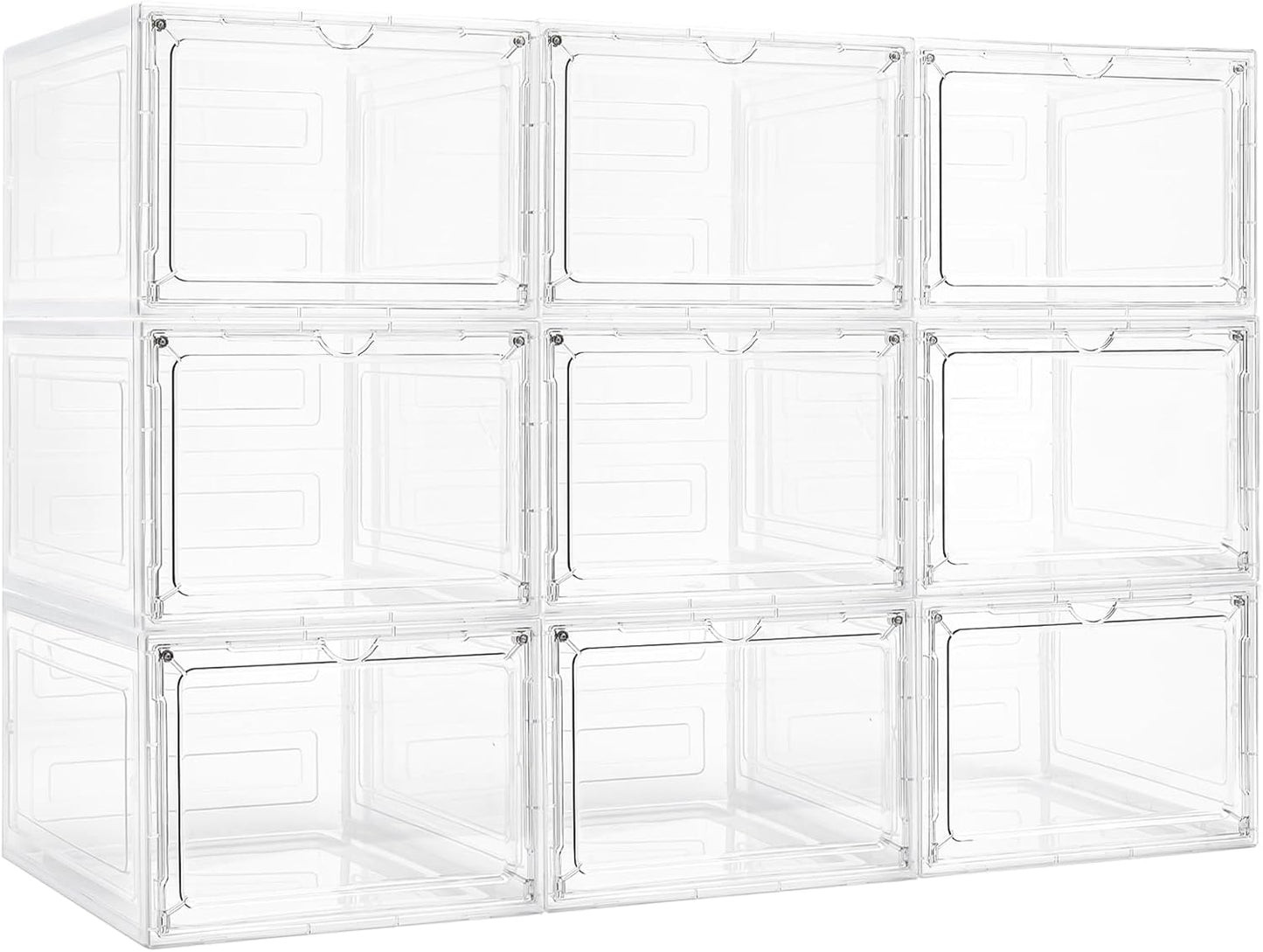 Storage Bins with Lids, Clear Plastic Storage Containers with Magnetic Acrylic Door, 19 Qt Stackable Storage Box for Home Organizing
