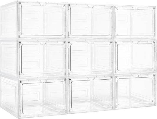 Storage Bins with Lids, Clear Plastic Storage Containers with Magnetic Acrylic Door, 19 Qt Stackable Storage Box for Home Organizing