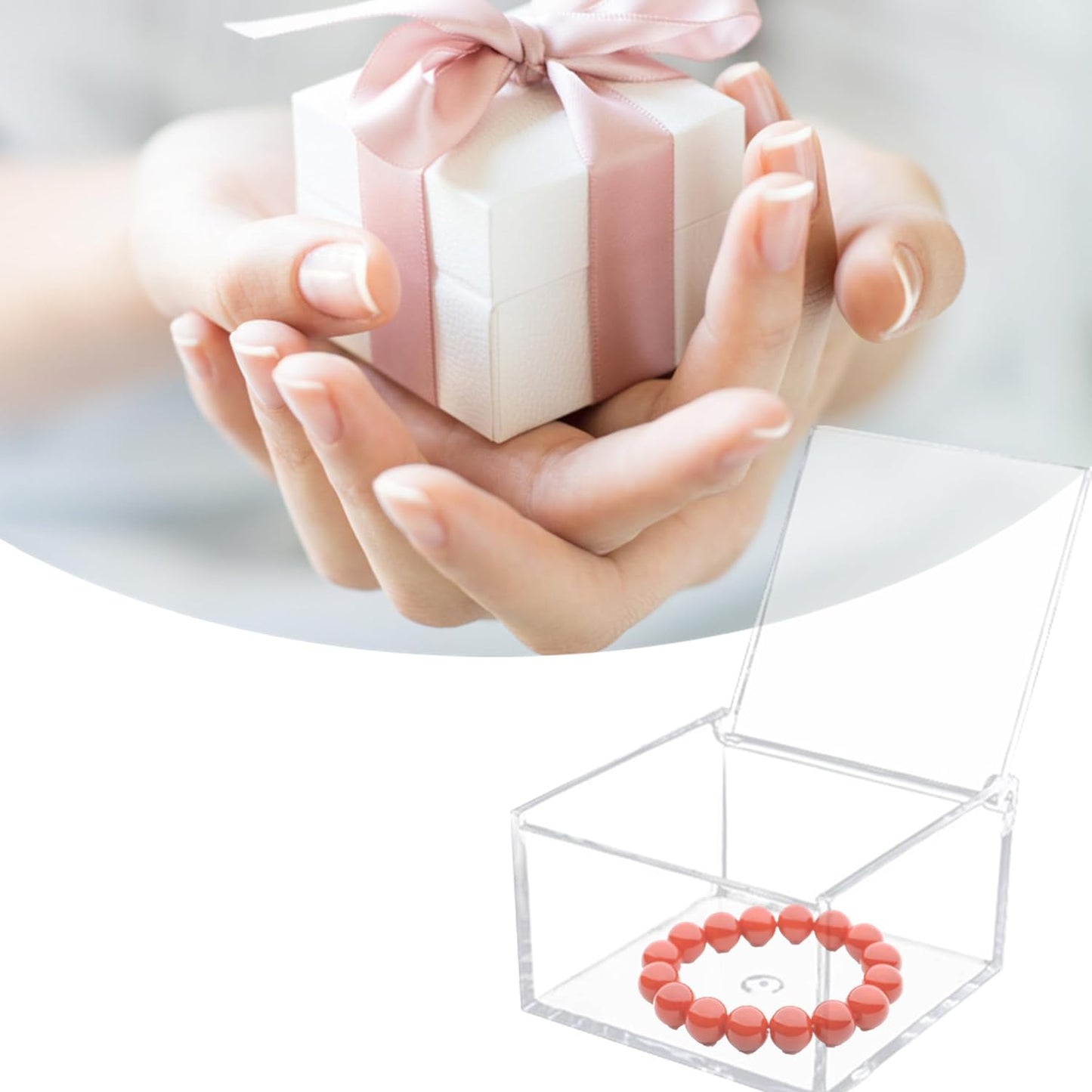 Acrylic Box Clear Boxes with Hinged Lid Transparent Display Square Cube Storage Organizer Containers for Wedding,Birthday and Jewelry,Cake,Candy