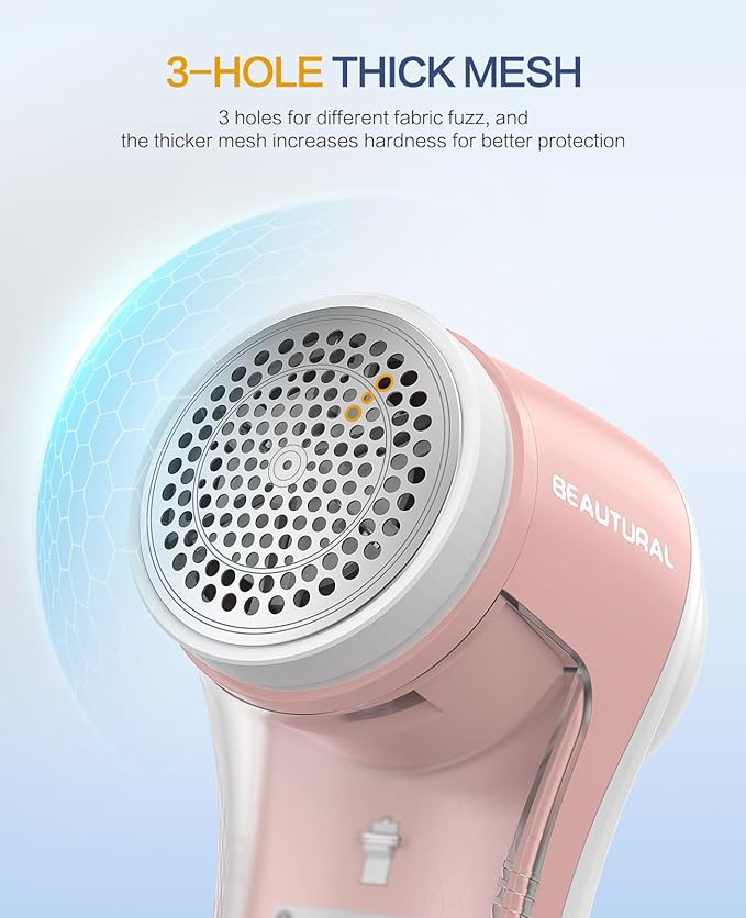 BEAUTURAL Fabric Shaver, Rechargeable Lint Remover for Clothes, Electric Lint Shaver with 6-Leaf Blades, Sweater Shavers to Fuzz, Lint Balls, Pillings, Bobbles for Clothes and Furniture