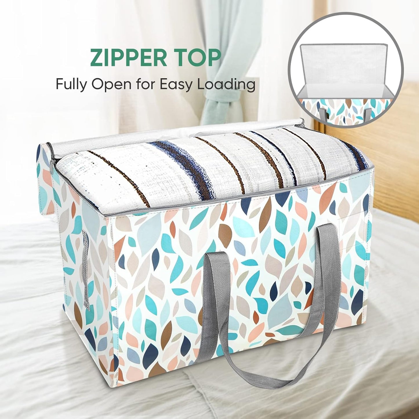 BALEINE 2-Pack Oversized Moving Bags with Reinforced Handles, Heavy-Duty Storage Tote for Clothes, Moving Supplies (Mosaic, 2-Pack)