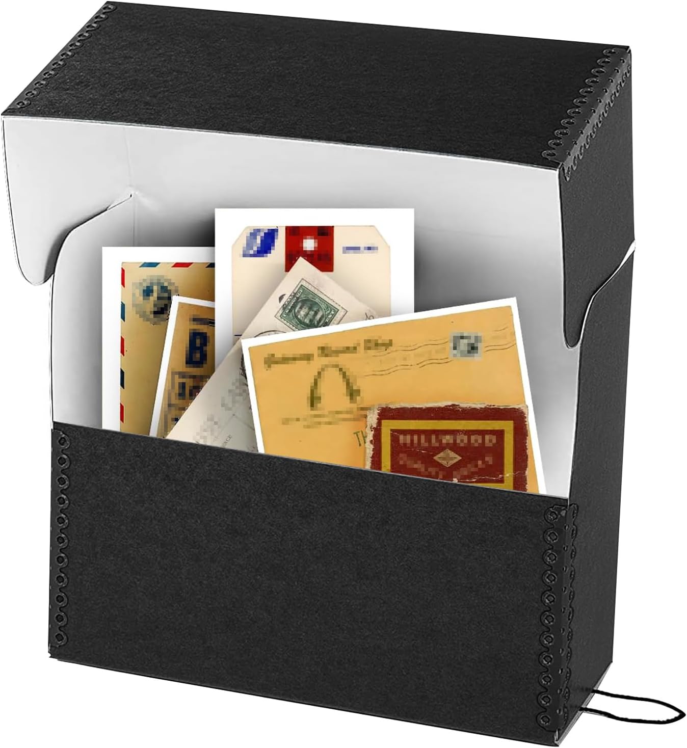 Lineco Archival Document Storage Box with Metal Edge, Acid-Free Black Boxboard, Organize and Store Files, Prints, Photos, Letter-Sized Case 12.5" x 10.5" x 5" Wide, Pack of 2
