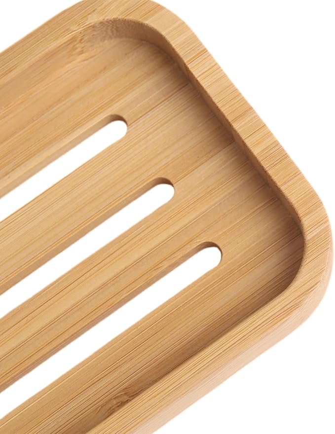 Bamboo Bar Soap Holder Wooden Soap Dish for Shower Bathroom Kitchen with Self Draining Tray