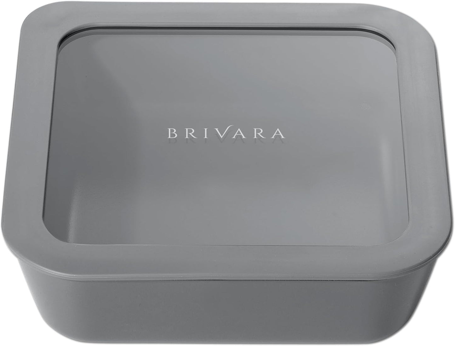 Ceramic Coated Glass Food Storage Container | No PTFE, PFOA, PFAS, and BPA | Reusable Non Toxic Meal Prep Container with Glass Lid | Easy To Store | 5 Cup Square [Smoke]