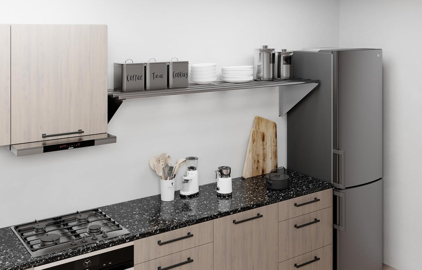 AmGood 18 in. x 72 in. NSF Stainless Steel Tubular Wall Shelf | Heavy-Duty Metal Shelving for Appliances & Equipment | Ideal for Kitchen, Restaurant, Garage, Laundry, Utility Room