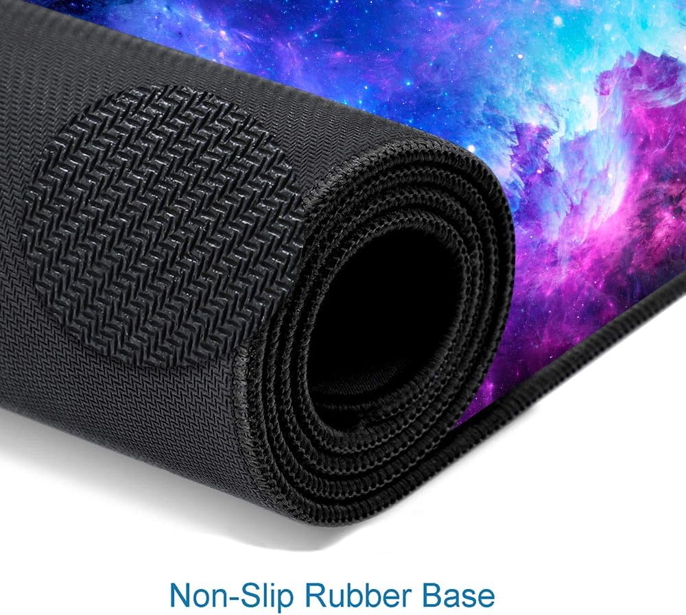 Gaming Large Mouse Pad with Stitched Edges, Purple Galaxy Desk Mat, Extended Keyboard Pad, Non-Slip Rubber Base Desk Pad for Keyboard and Mouse, 31.5X11.8 inch