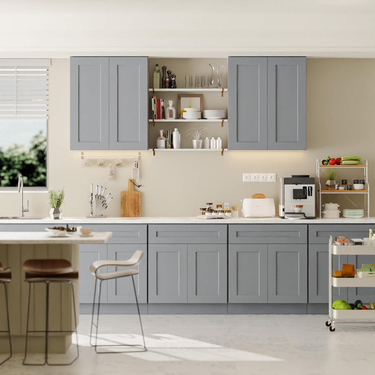 30 Inch Laundry Room Cabinets Wall Mounted, Solid Wood Over The Toilet Storage Cabinet, Bathroom Organizer Cabinets with 2 Door & Shelves, Easy to Assemble for Kitchen, Garage - Dark Gray