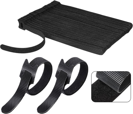 100 PCS 8 Inch Reusable Cable Ties, Adjustable Cable Management Wire Straps with Hook and Loop, Multi-purpose for Home, Office and Data Centers Organizer by QINGLER