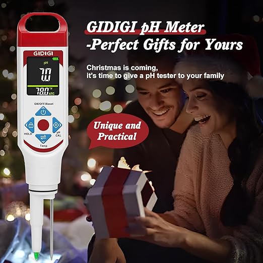 Digital pH Meter Food Pocket pH Pen for Fermentation with pH Calibration Kits Color Display Spear Tip pH Food Tester Probe with ATC for Cosmetics Sourdough Professional pH Test Strips for Food Acidity