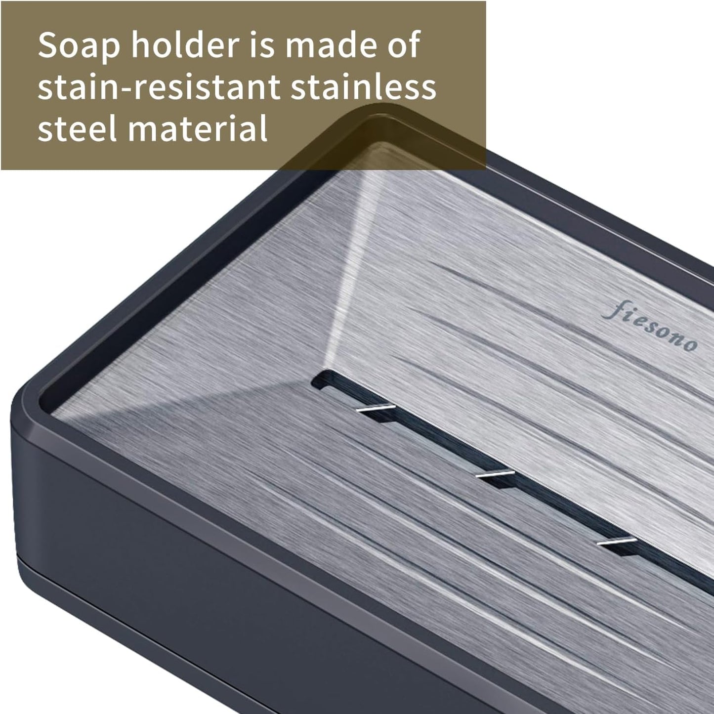 Soap Dish Tray with Drain, Stainless Steel Soap Bar Holder for Bathroom Shower Kitchen Sink, Double Layer Draining Soap Container Box with Suction Cups