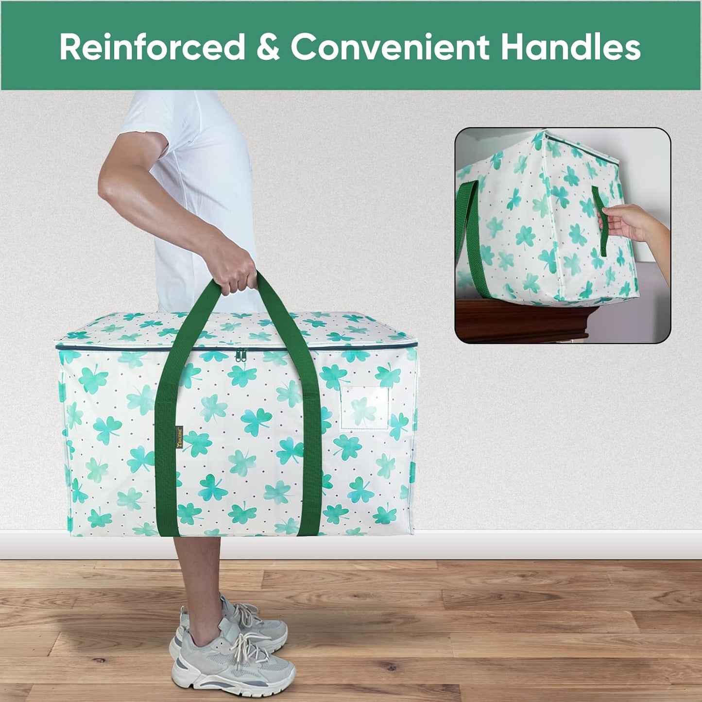 BALEINE 8-Pack Oversized Moving Bags with Reinforced Handles, Heavy-Duty Storage Tote for Clothes, Moving Supplies (Clover, 8-Pack)