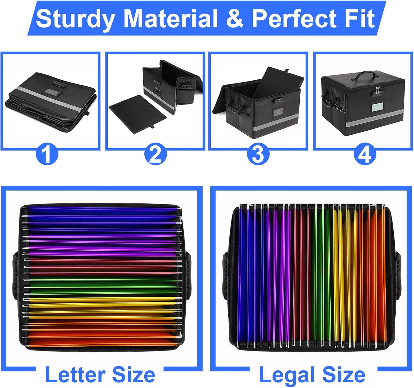 File Organizer, Fireproof File Box with Lids, Important Document Organizer Box with Lock, Portable File Folder Organizer with Handle