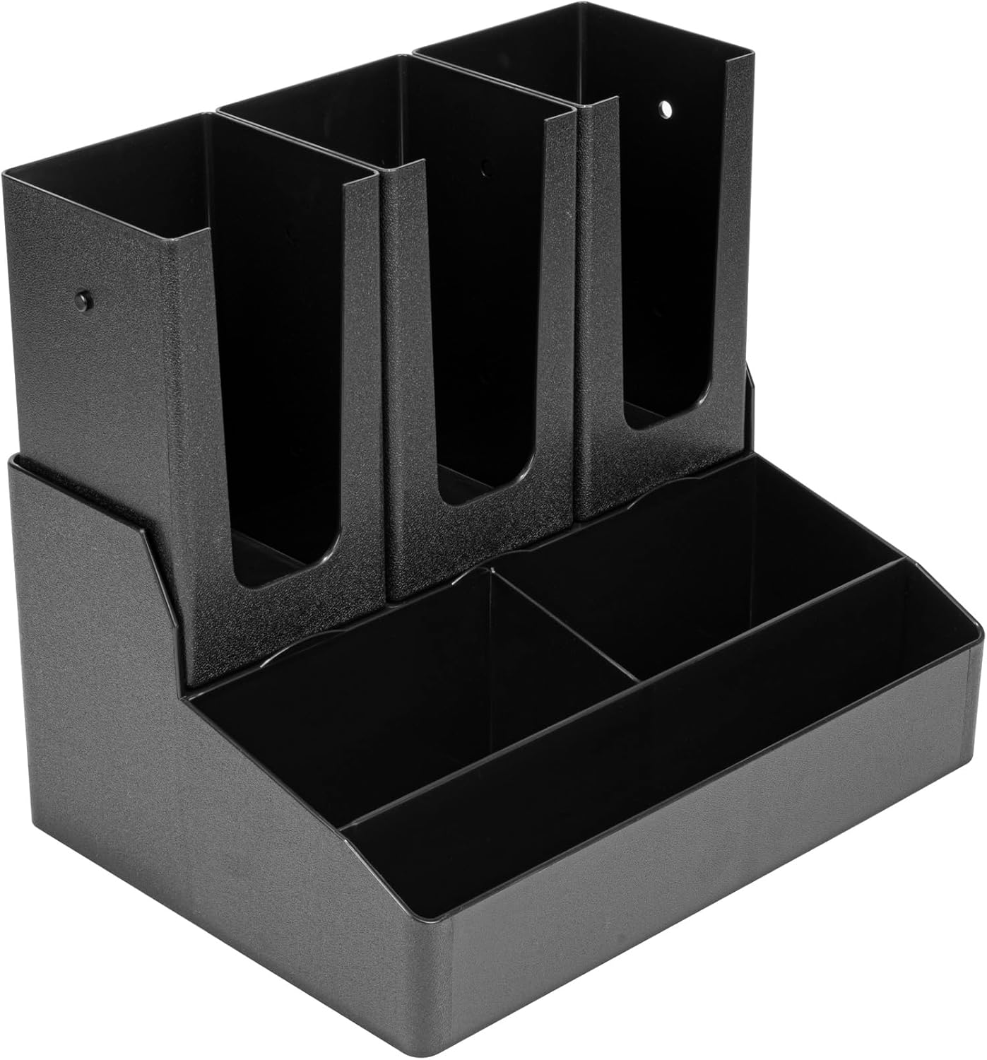 Restaurantware Restpresso Coffee Bar Organizer, 1 Count Durable 6 Compartments, Compact Size, Black Plastic Tabletop Coffee Supplies Organizer For Homes, Office Spaces, Breakrooms, and Lounges