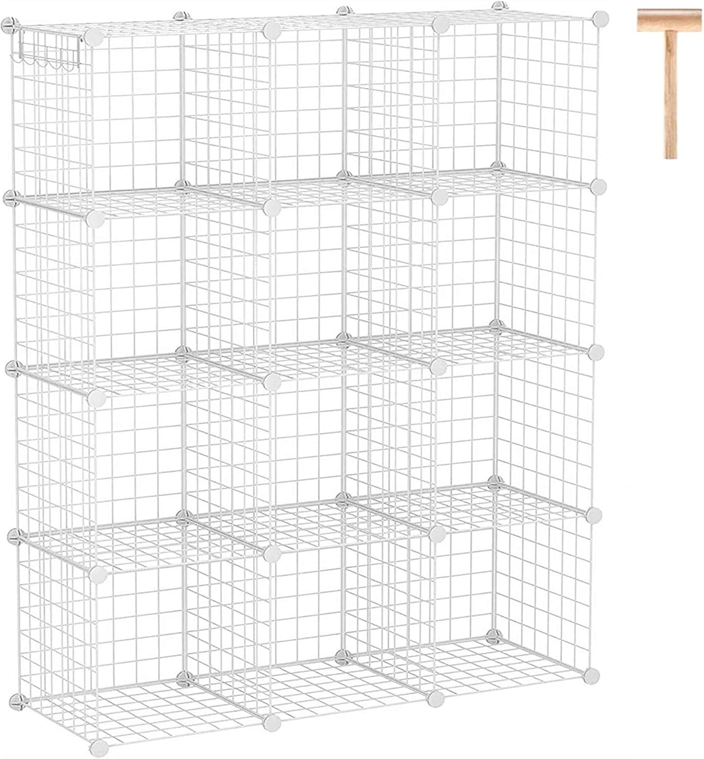 C&AHOME Wire Cube Storage, 12-Cube Storage Organizer Metal, C Grids Storage Bins Shelving, Modular Bookshelf Shelf, Closet Cabinet Ideal for Bedroom, Office 36.6”L x 12.4”W 48.4”H White