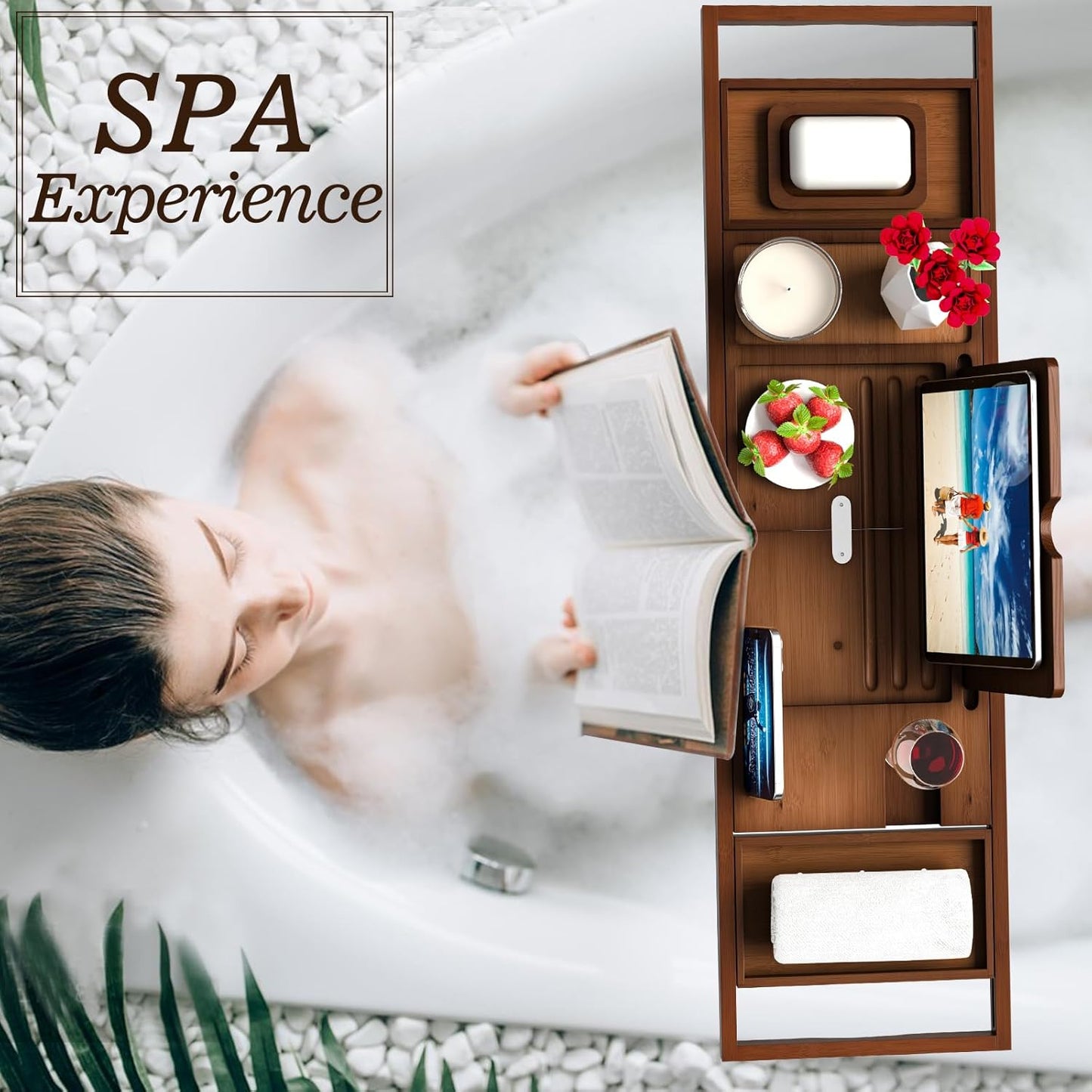 Premium Bathtub Tray Caddy - Bath Table Tray for Bathtub - Bath Tub Tray Table for Bathtub, Expandable Size, Fits Most Bath Tubs