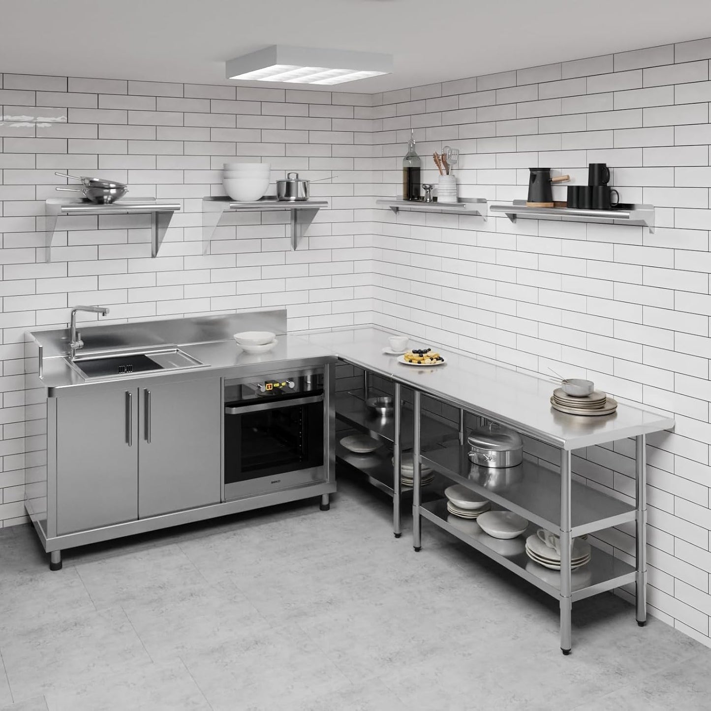 AmGood 36" Long X 6" Deep Stainless Steel Wall Shelf | NSF Certified | Appliance & Equipment Metal Shelving | Kitchen, Restaurant, Garage, Laundry, Utility Room